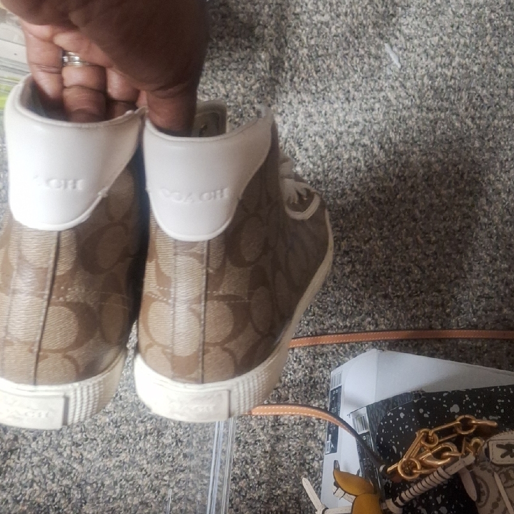 Coach Brown and White Signature High-Top Sneakers - Picture 3 of 3